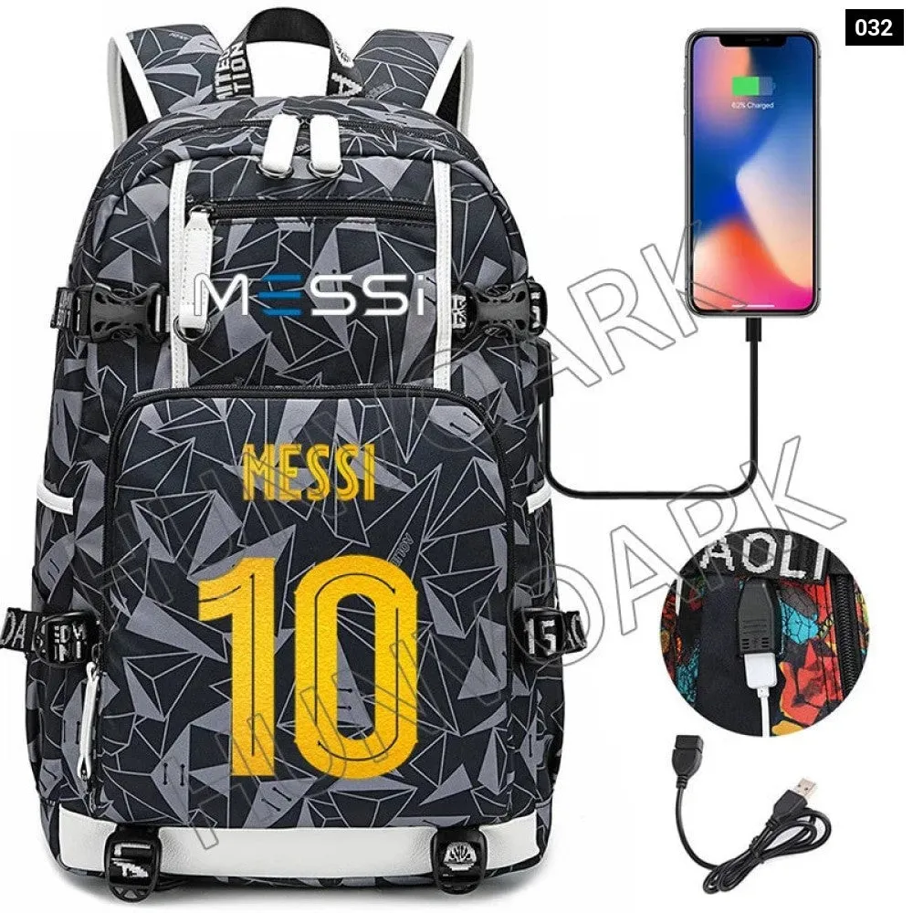 Unisex Messi Usb Charging 15.6 Inch Waterproof Laptop School Bag