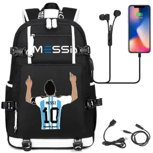 Unisex Messi Usb Charging 15.6 Inch Waterproof Laptop School Bag