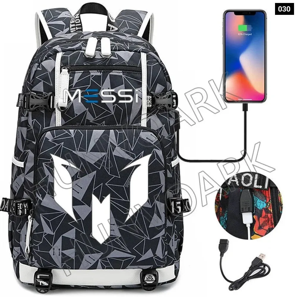 Unisex Messi Usb Charging 15.6 Inch Waterproof Laptop School Bag