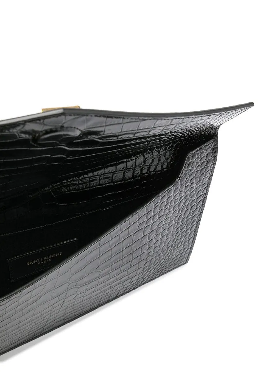 Uptown Pouch in Crocodile Embossed Leather
