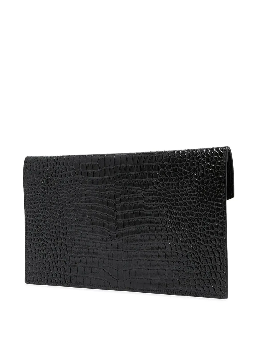 Uptown Pouch in Crocodile Embossed Leather