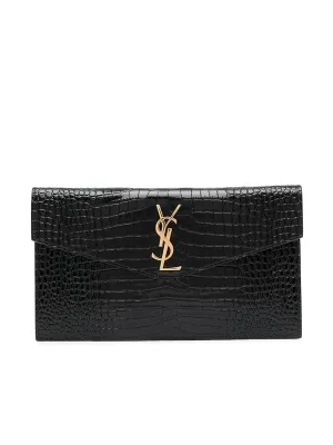 Uptown Pouch in Crocodile Embossed Leather