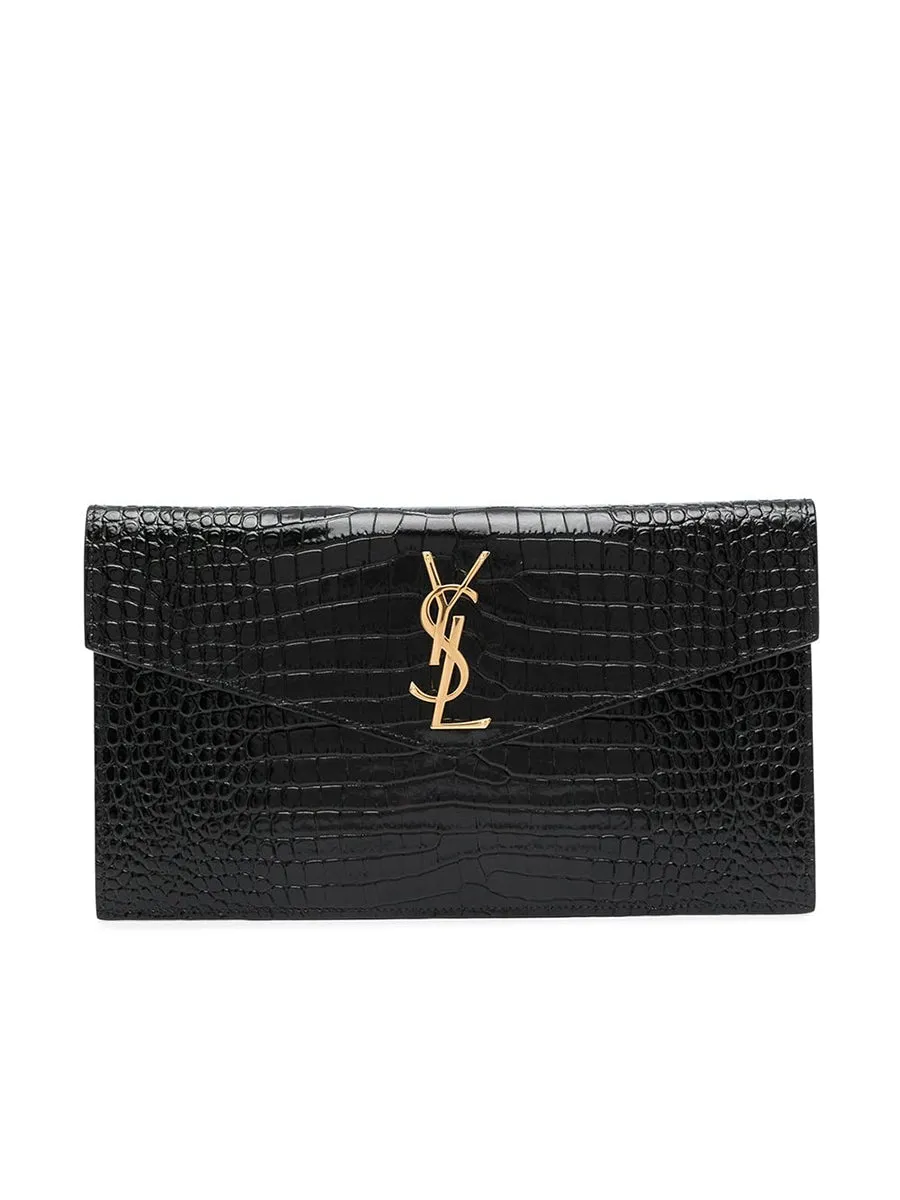 Uptown Pouch in Crocodile Embossed Leather