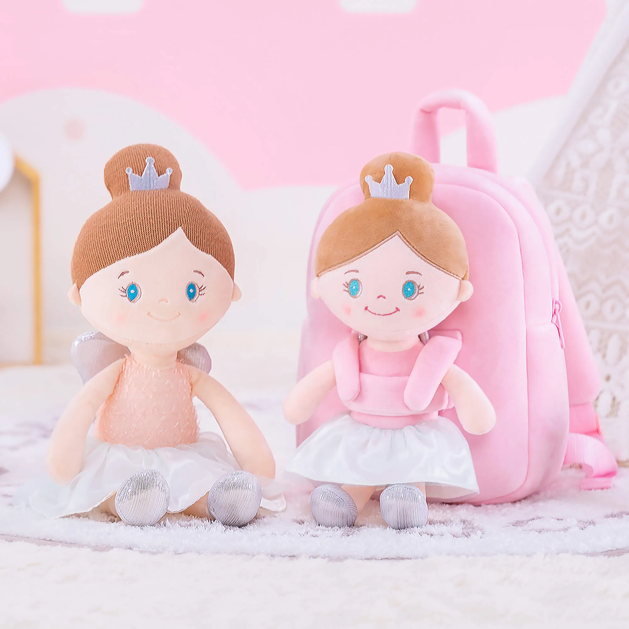 (US Only) Gloveleya 9-inch Angel Girl Doll Backpack Pink