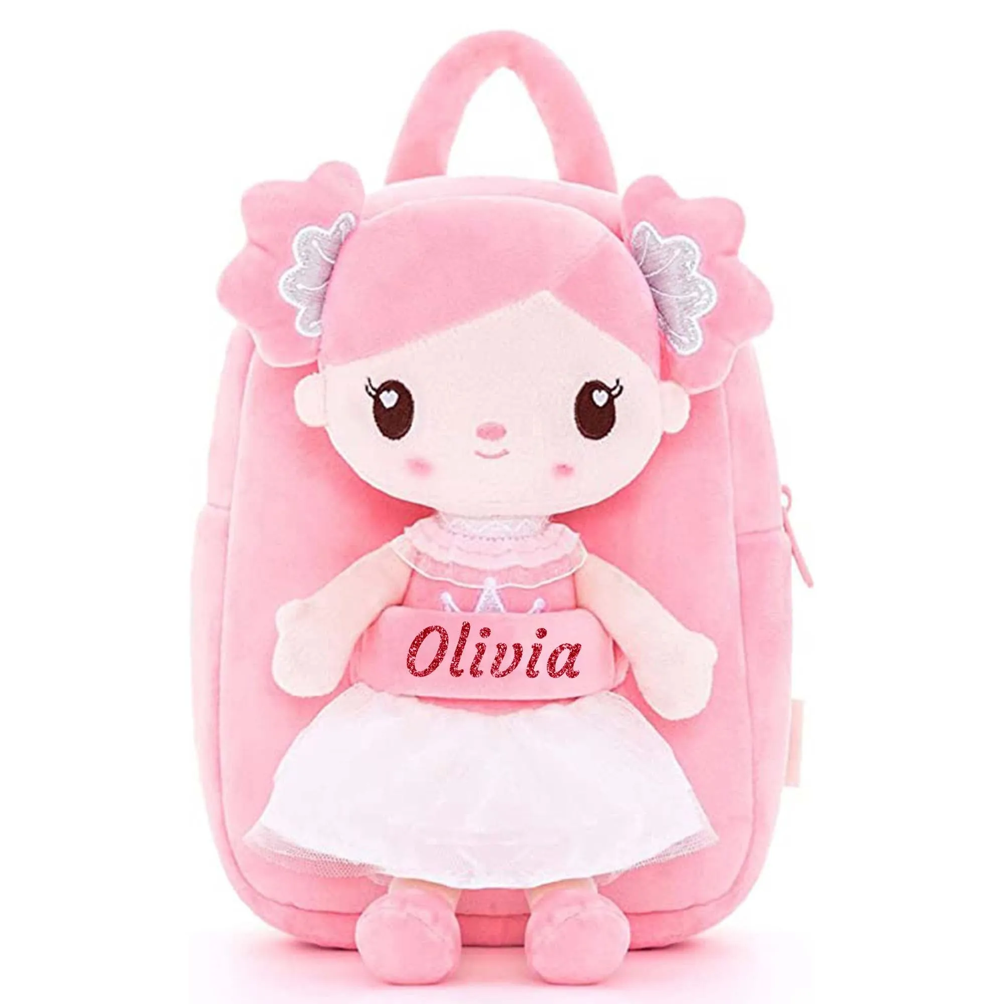 (US Only) Gloveleya 9-inch Curl Candy Girls Doll Backpack Pink