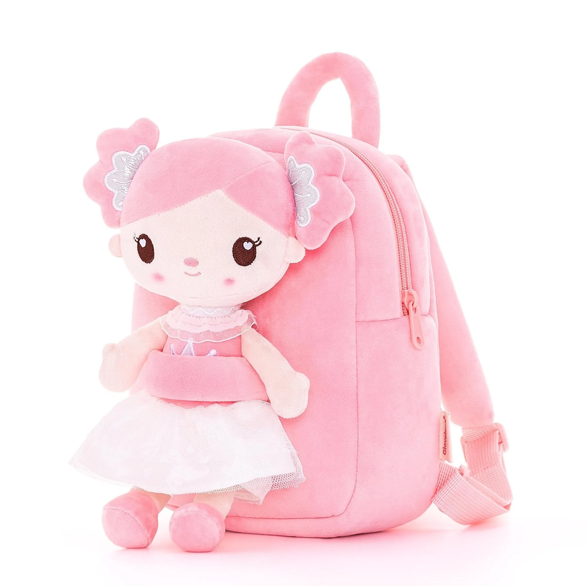 (US Only) Gloveleya 9-inch Curl Candy Girls Doll Backpack Pink