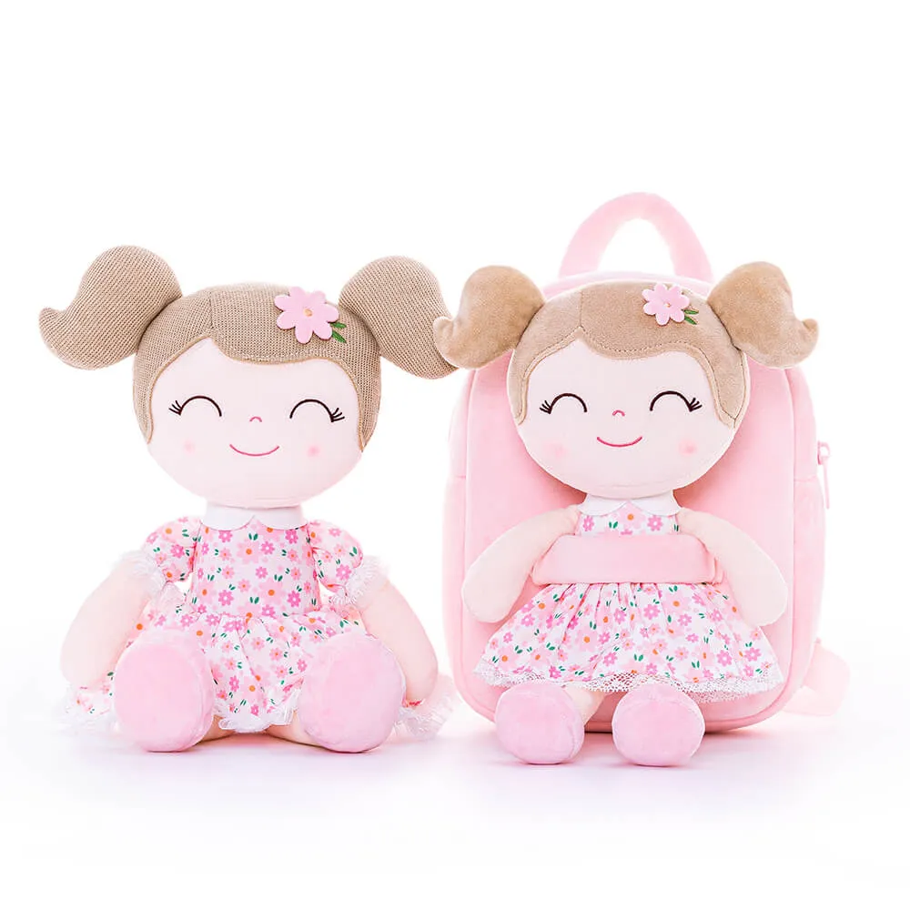 (US Only) Gloveleya 9-inch Flower Fairy Girls Dolls Backpacks Pink Sunflower