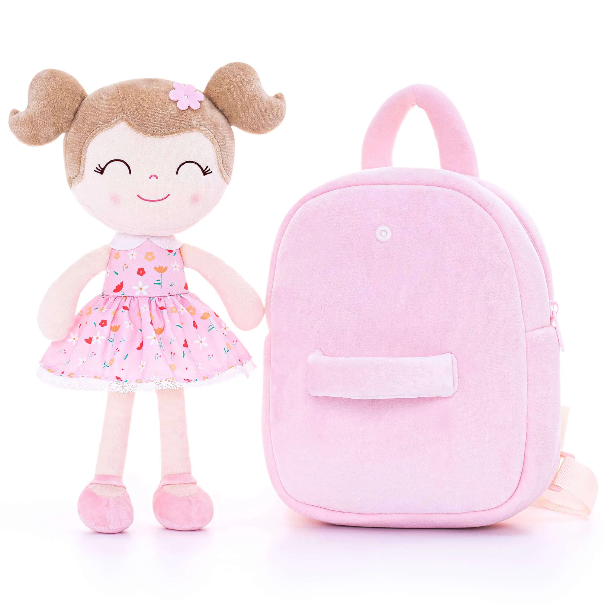 (US OnlyGloveleya 9-inch Flower Fairy  Girls Dolls Backpacks Pink