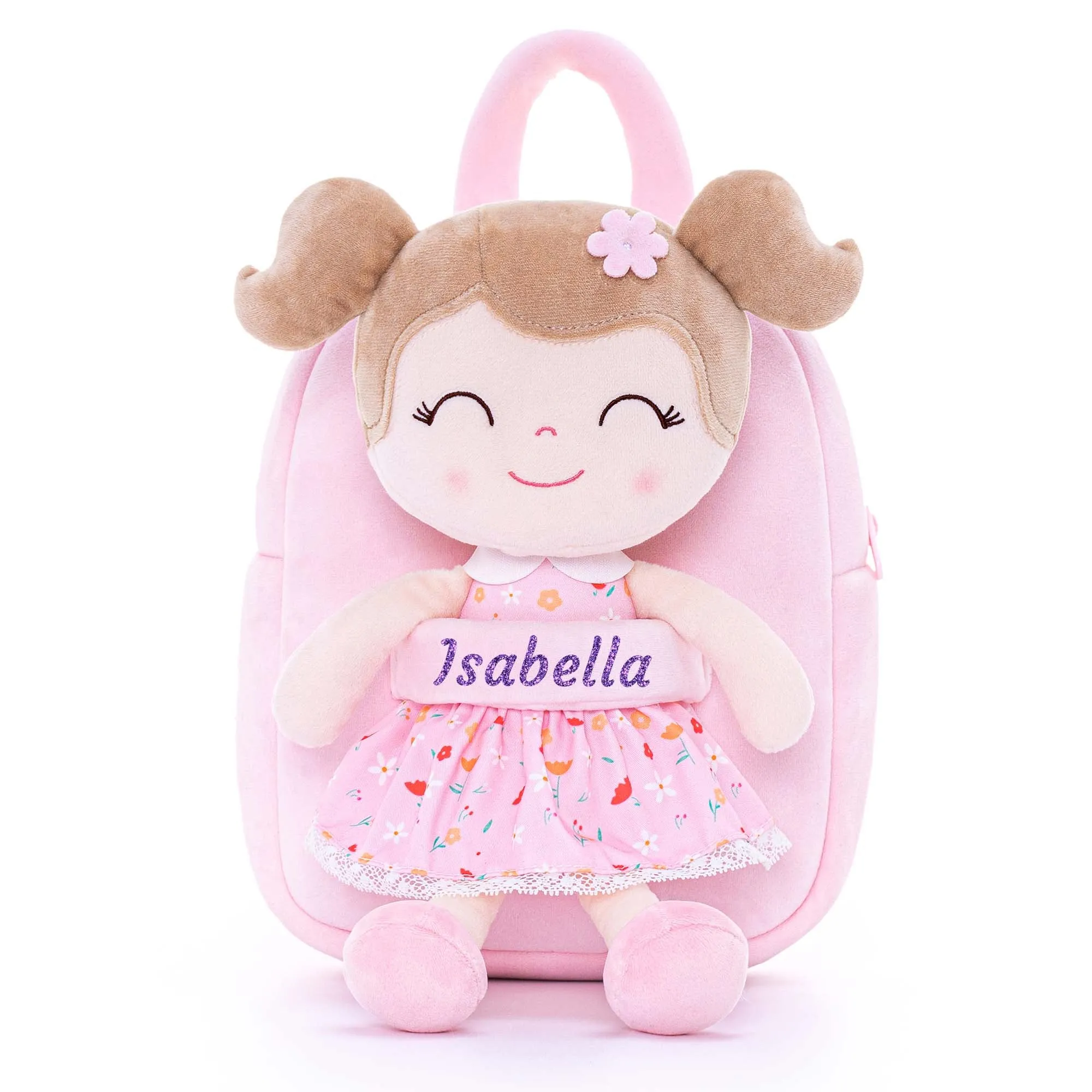 (US OnlyGloveleya 9-inch Flower Fairy  Girls Dolls Backpacks Pink