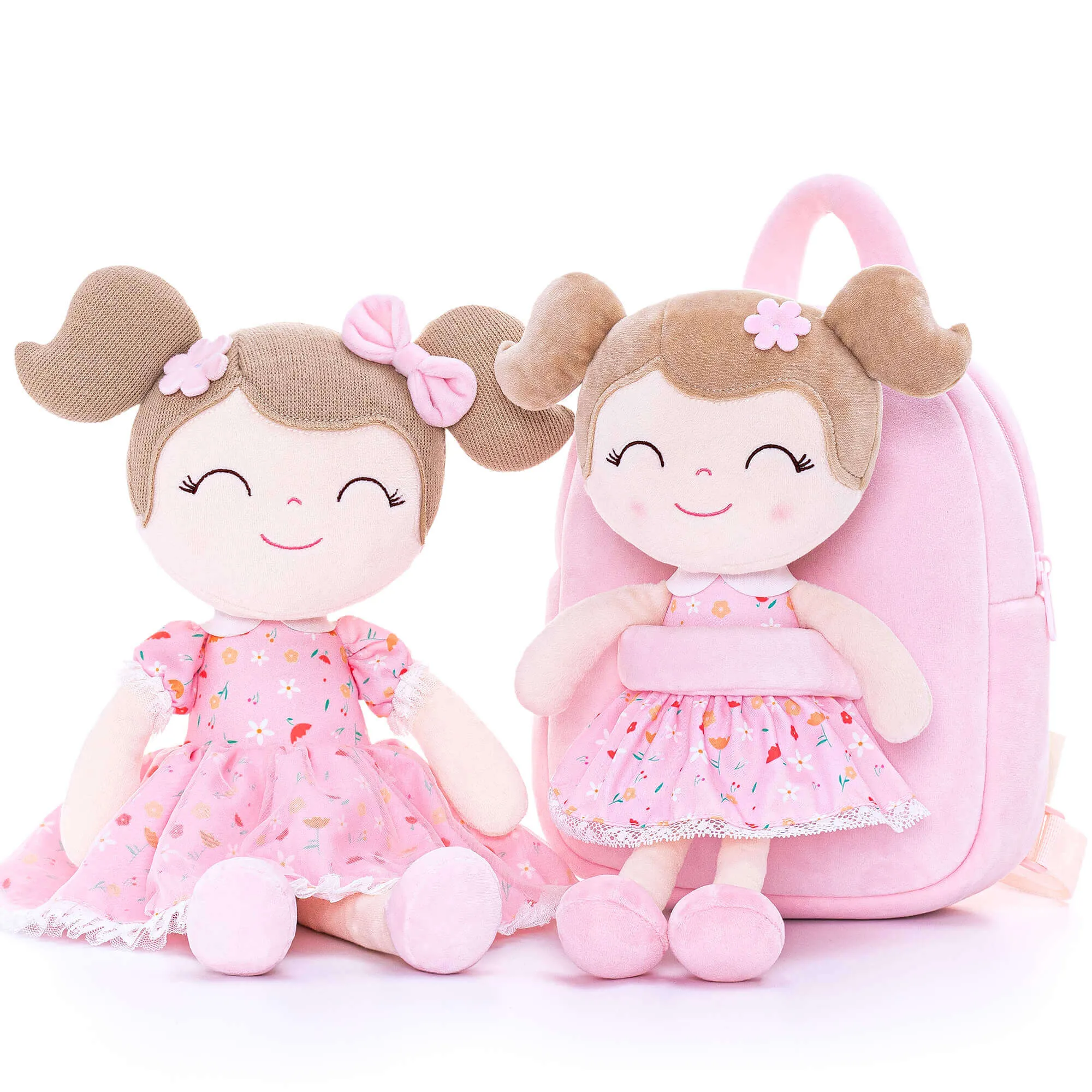 (US OnlyGloveleya 9-inch Flower Fairy  Girls Dolls Backpacks Pink