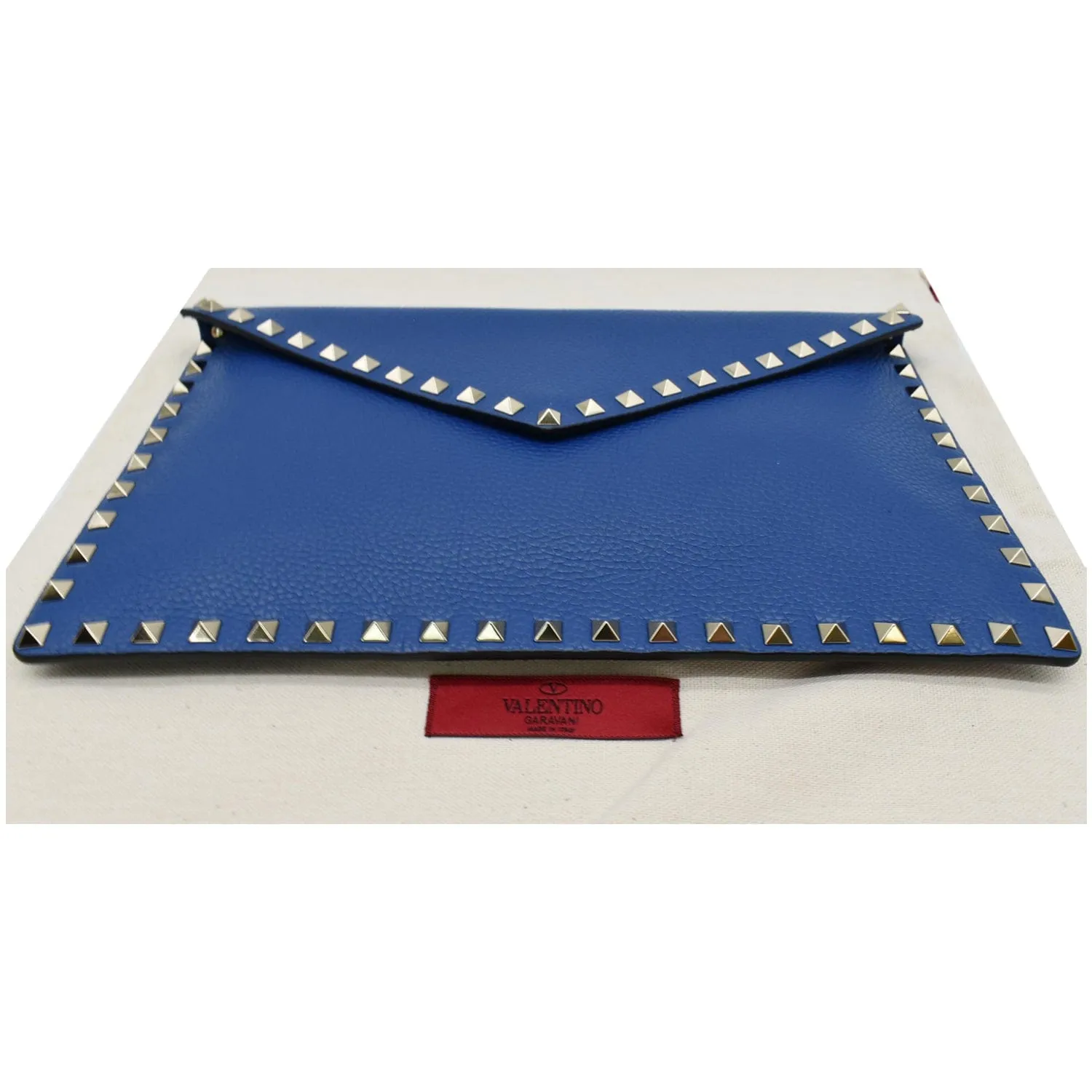 VALENTINO Garavani Rockstud Grainy Envelope Pouch Blue