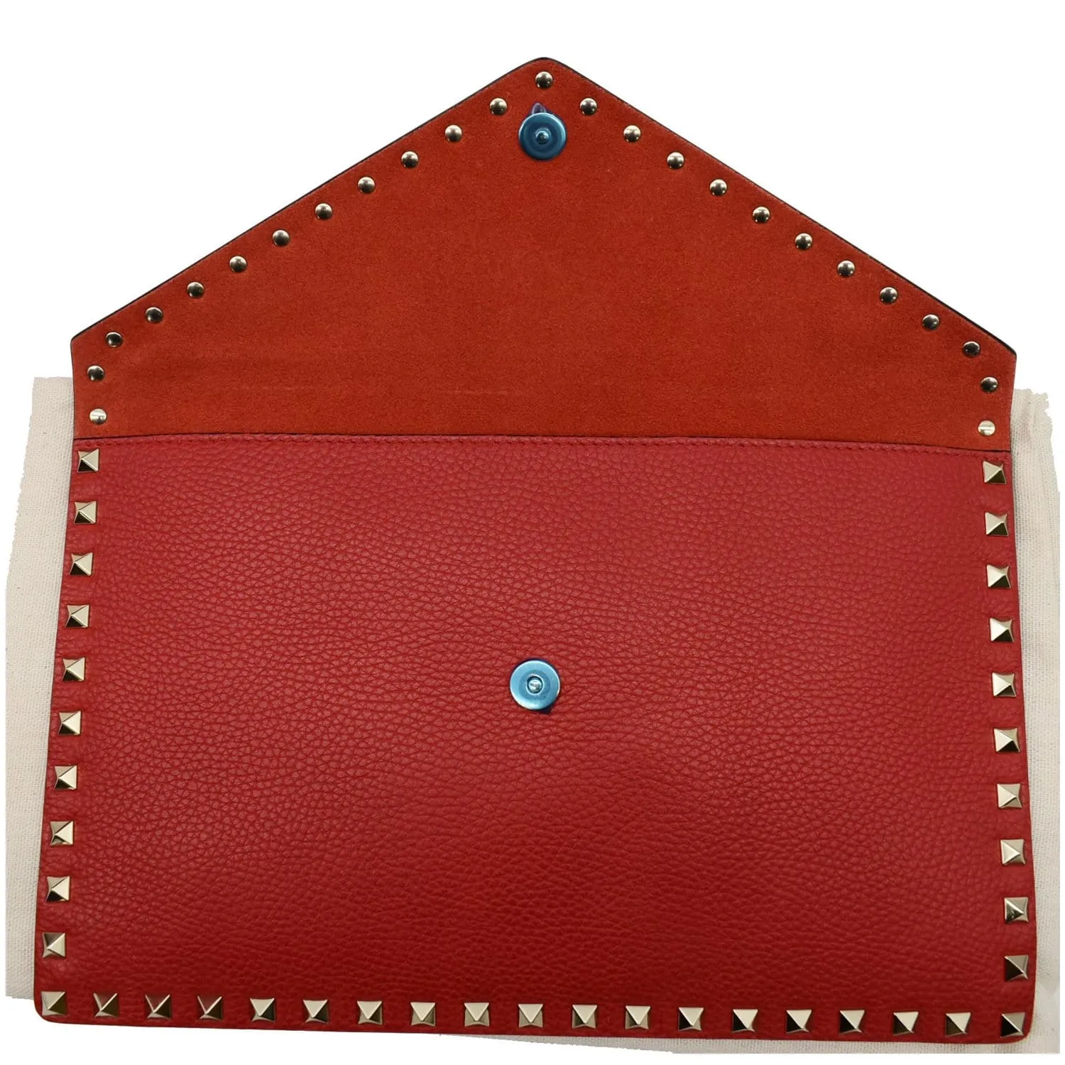 VALENTINO Garavani Rockstud Grainy Envelope Pouch Red