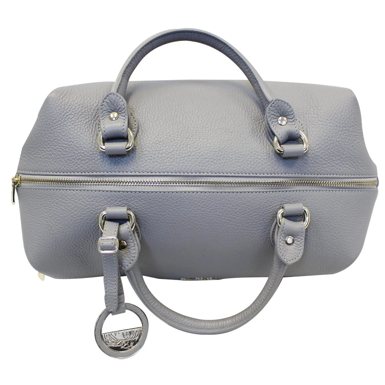 Versace Collection Pebbled Leather Shoulder Bag Grey