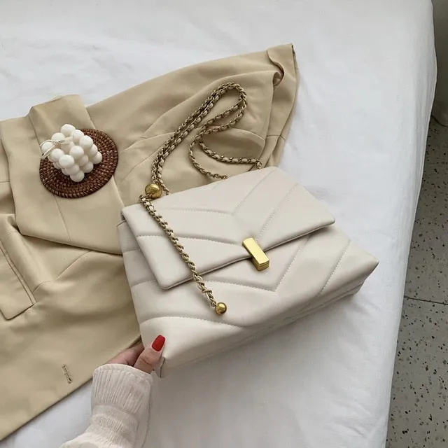 Vintage Chain Designer PU Leather Crossbody Bags For Women
