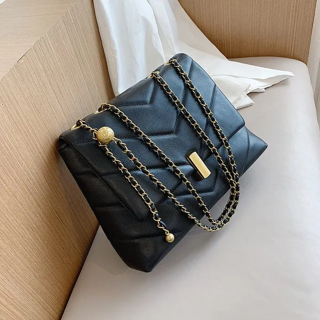 Vintage Chain Designer PU Leather Crossbody Bags For Women