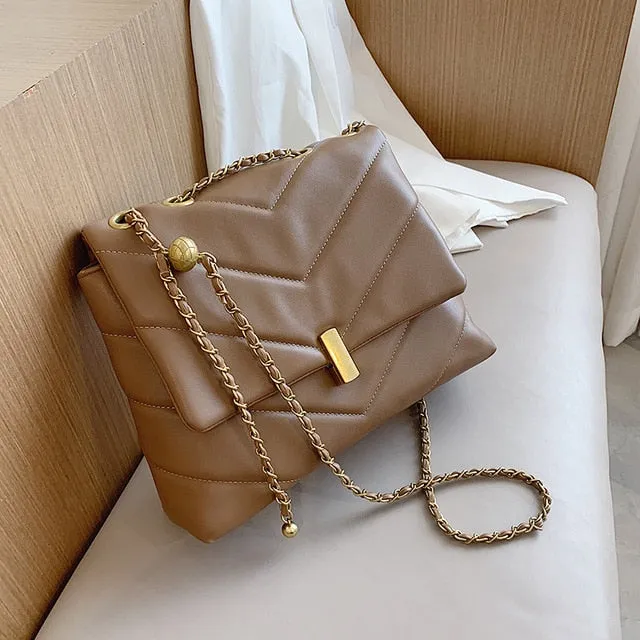 Vintage Chain Designer PU Leather Crossbody Bags For Women