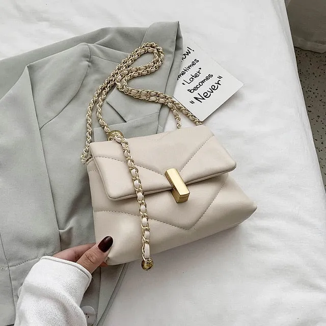 Vintage Chain Designer PU Leather Crossbody Bags For Women