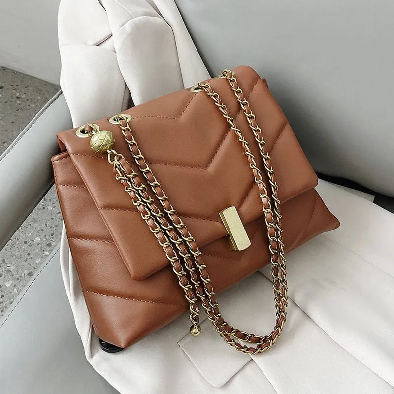 Vintage Chain Designer PU Leather Crossbody Bags For Women