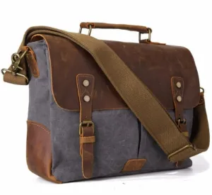 Vintage men's canvas messenger bag horse crazy leather man soft  bags school bag man's  lock military  hangbags messenger bags