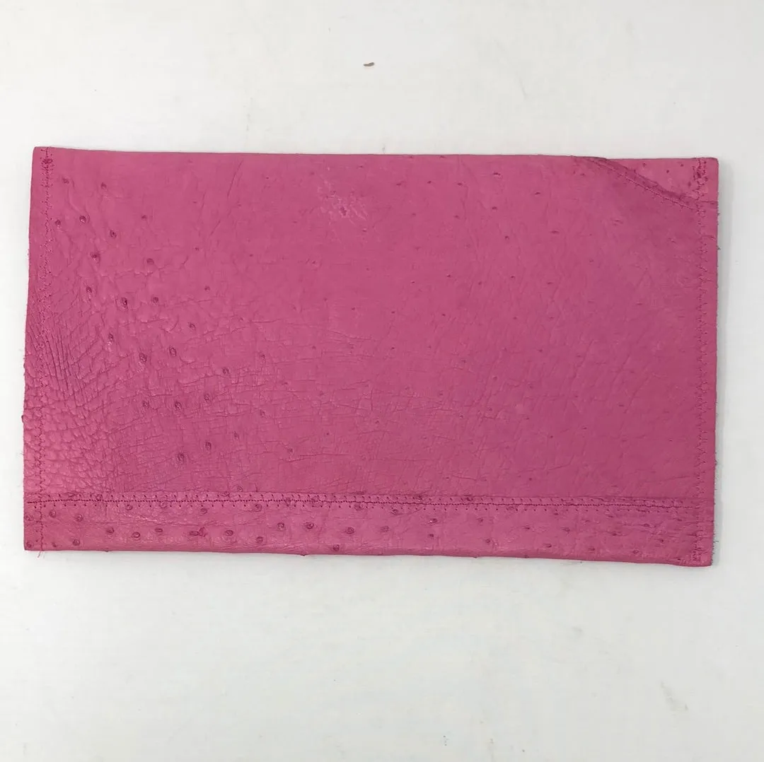 Vintage: Pink Ostrich Leather Envelope Clutch