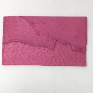 Vintage: Pink Ostrich Leather Envelope Clutch