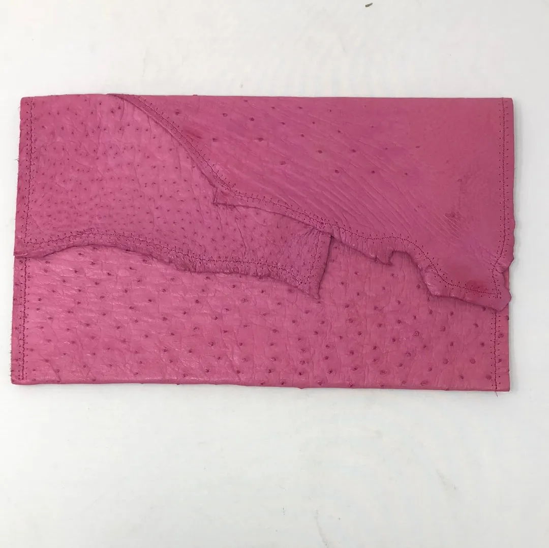 Vintage: Pink Ostrich Leather Envelope Clutch