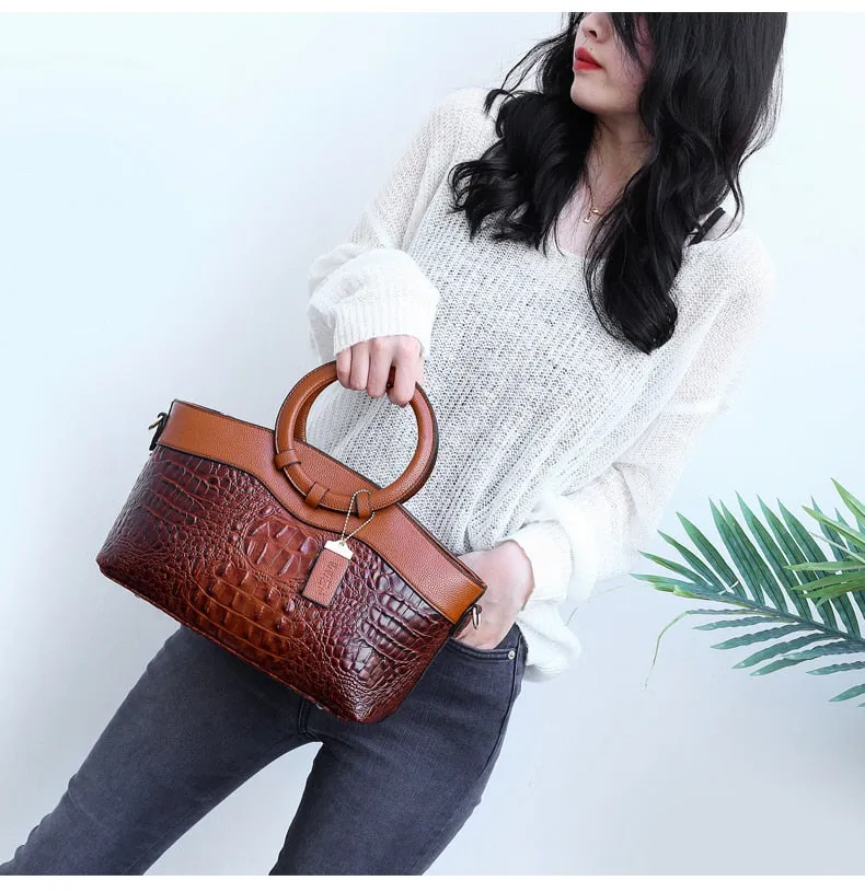Vintage Theme Leather Luxury Tote Bag
