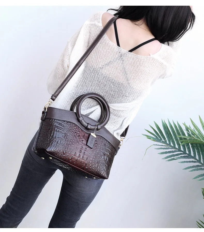 Vintage Theme Leather Luxury Tote Bag