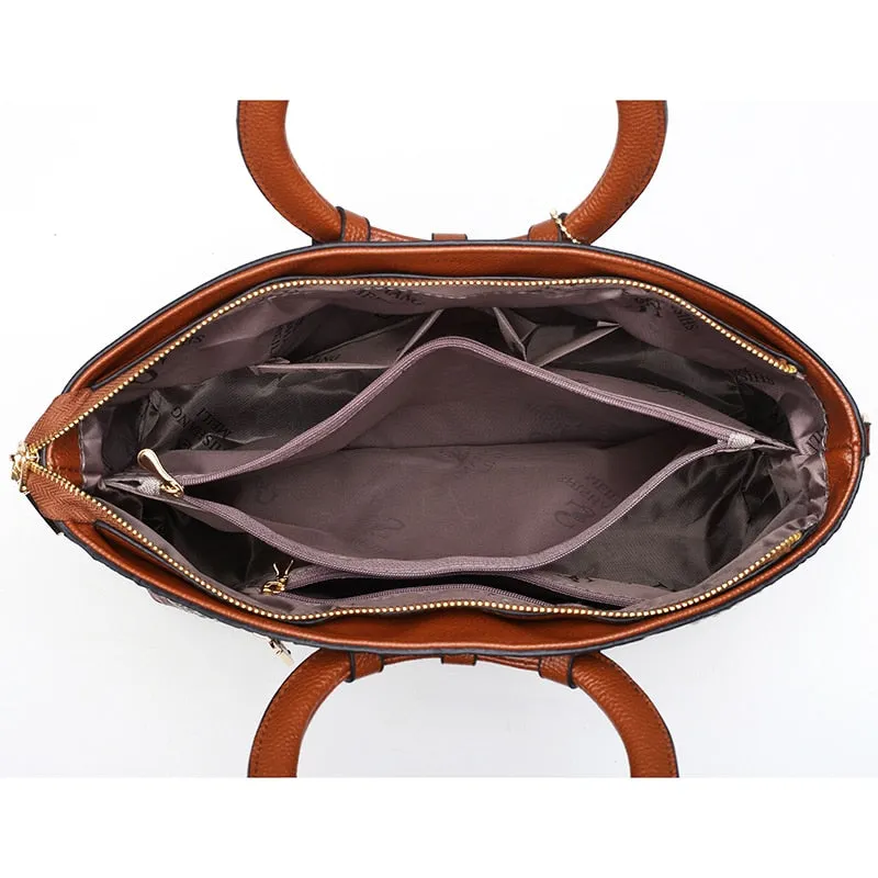 Vintage Theme Leather Luxury Tote Bag