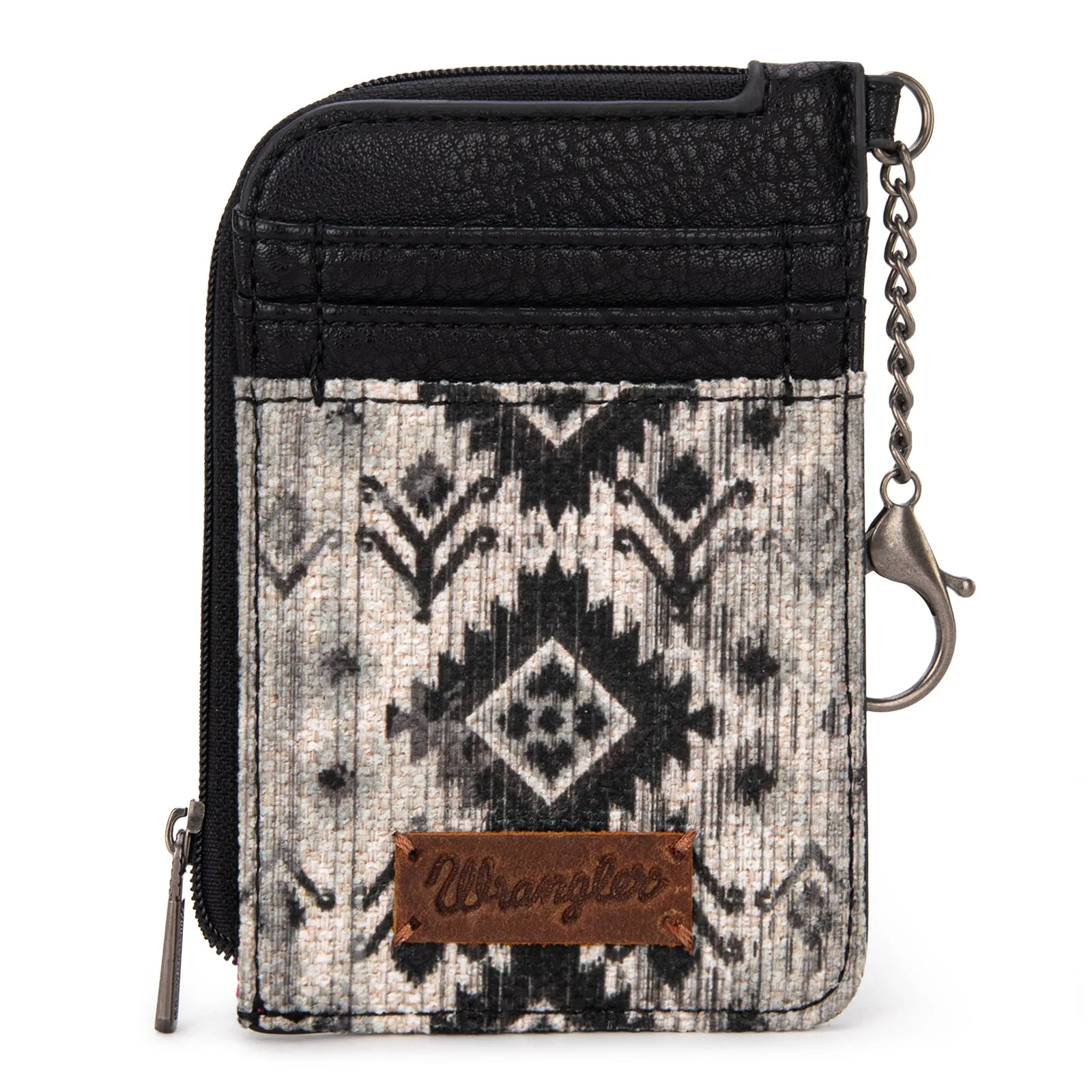 WG130-W005 Wrangler Southwestern Art Print Mini Zip Card Case  - Black