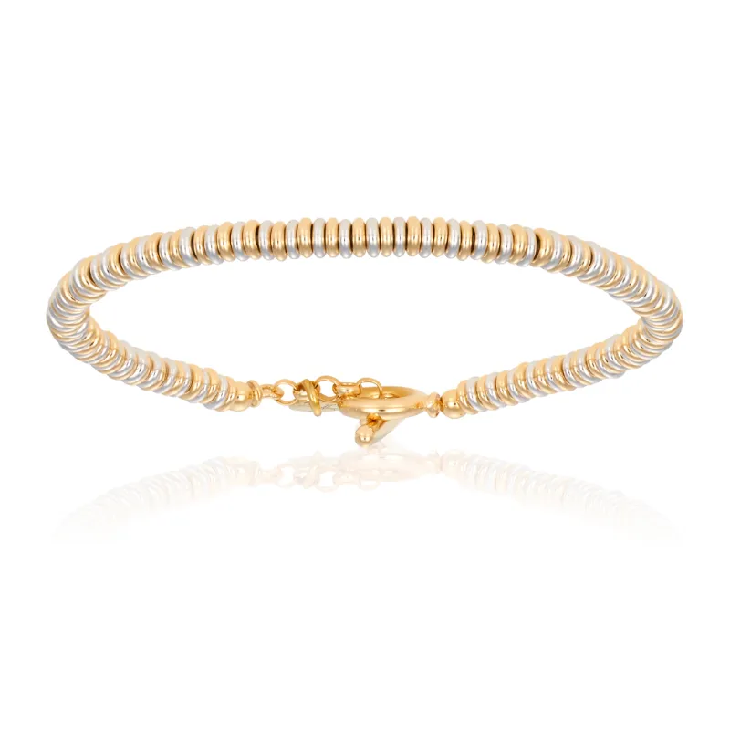 White and Yellow Gold Small Beaded Bracelet