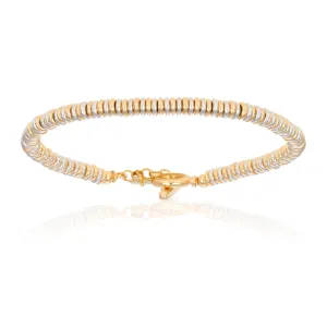 White and Yellow Gold Small Beaded Bracelet