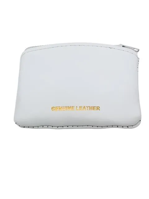 White Genuine Leather with Cross Rosary Pouch (3 x 21/2")