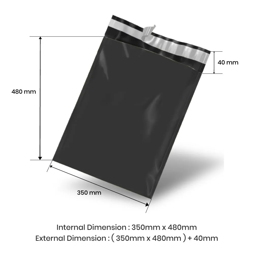 Wholesale 10,000pcs 350mm x 480mm   40mm Poly Mailing Courier Satchels - Black