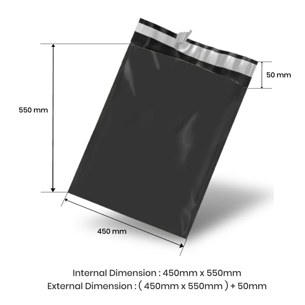Wholesale 5,000pcs 450mm x 550mm   50mm Poly Mailing Courier Satchels - Black