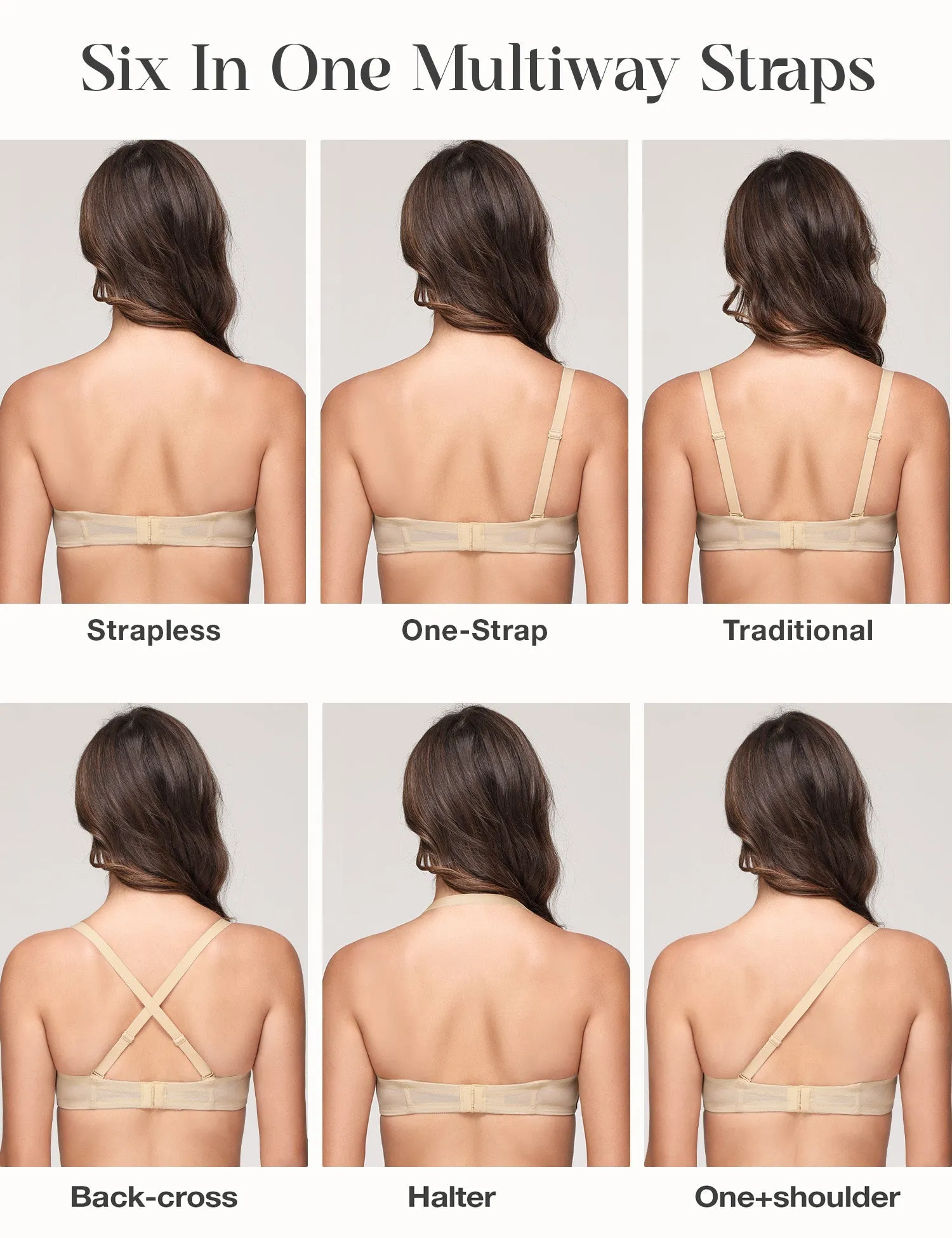Wingslove Women's Strapless Full Figure Bra Underwire Multiway Contour Plus Size Bra Nude