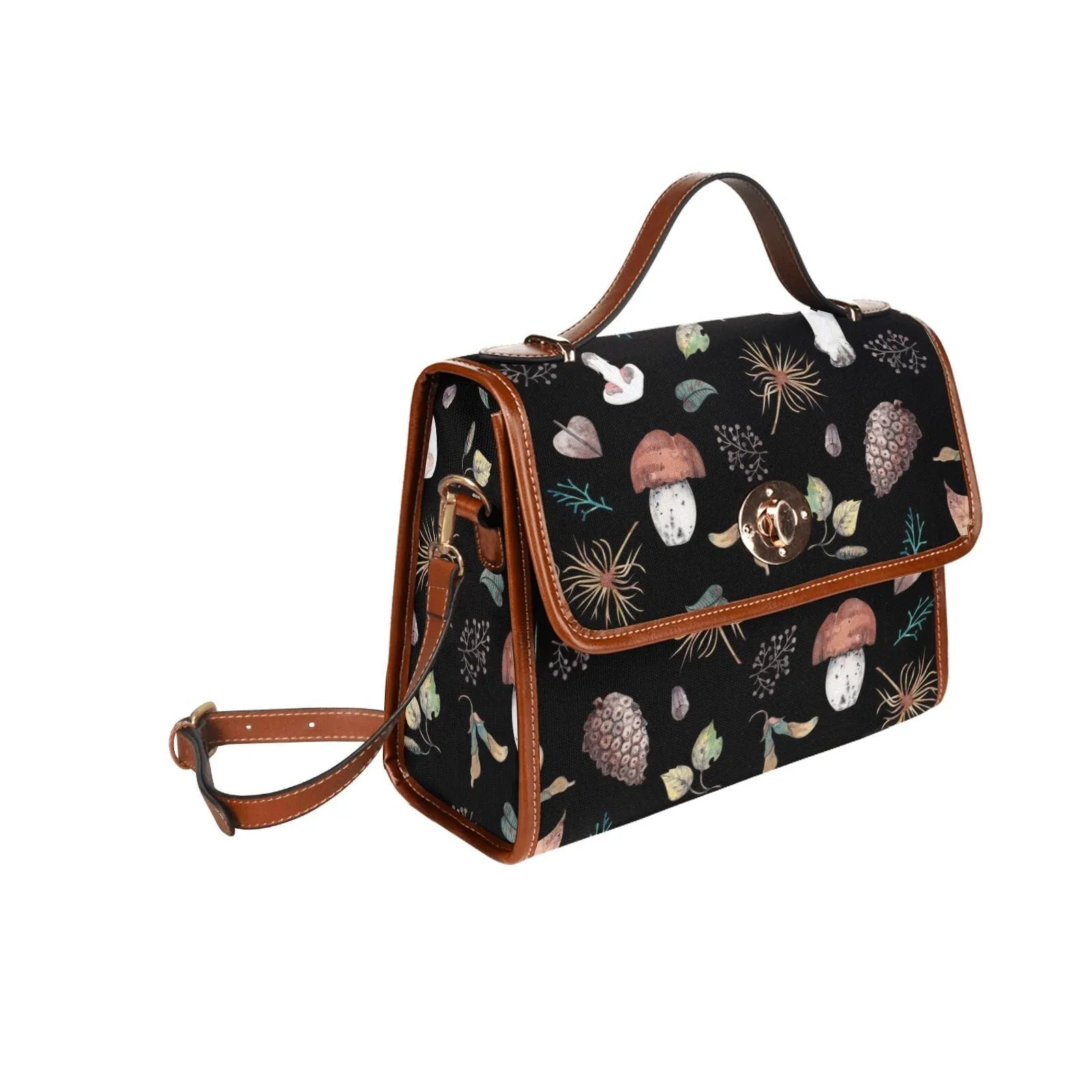 Witch Canvas Satchel bag, Dark Faecore Witchcore Cross Body purse, Canvas Witch Handbag, Mystical Fairy Mushrooms Boho Purse