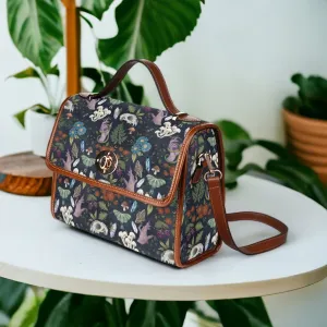Witch Canvas Satchel bag, Dark Faecore Witchcore Cross Body purse, Canvas Witch Handbag, Mystical Fairy Mushrooms Boho Purse