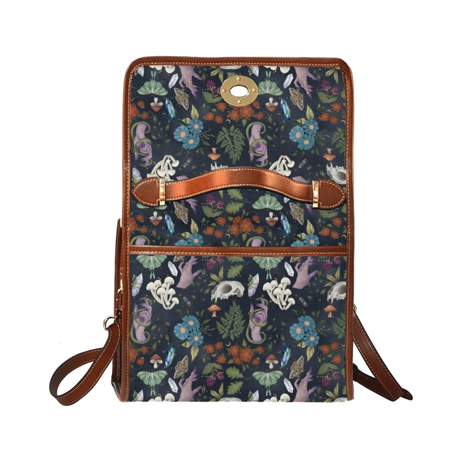 Witch Canvas Satchel bag, Dark Faecore Witchcore Cross Body purse, Canvas Witch Handbag, Mystical Fairy Mushrooms Boho Purse