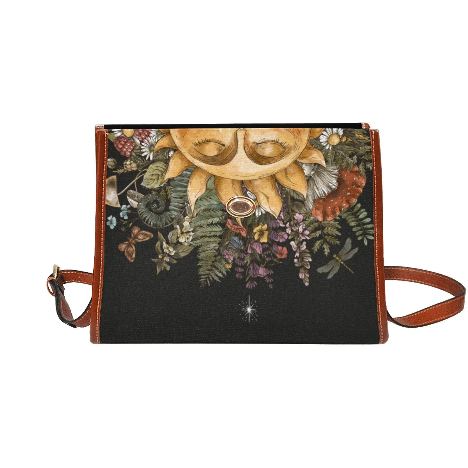 Witch Canvas Satchel bag, Dark Faecore Witchcore Cross Body purse, Canvas Witch Handbag, Mystical Fairy Mushrooms Boho Purse