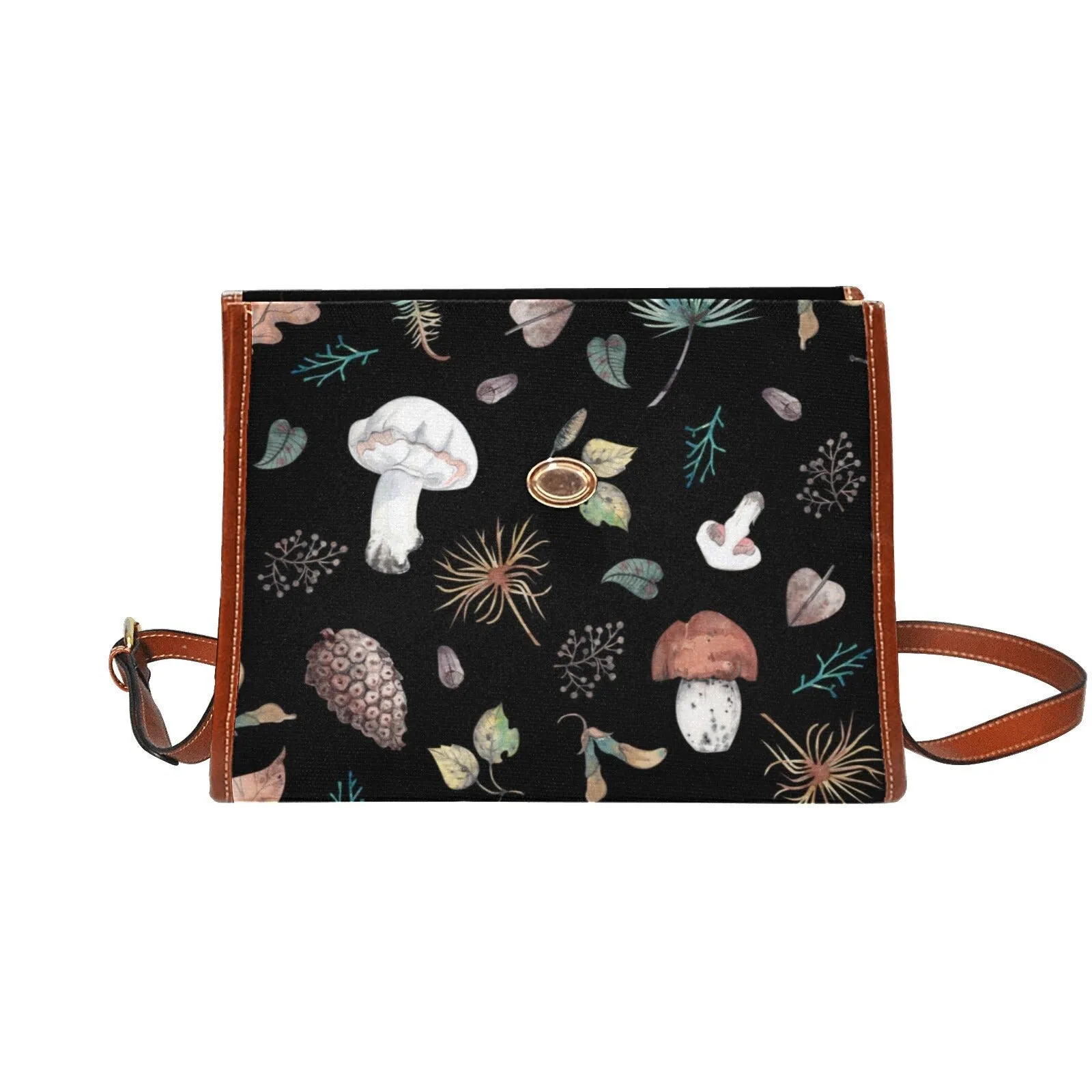 Witch Canvas Satchel bag, Dark Faecore Witchcore Cross Body purse, Canvas Witch Handbag, Mystical Fairy Mushrooms Boho Purse