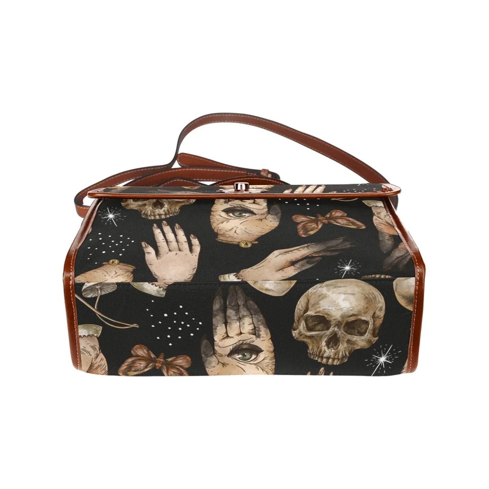 Witch Canvas Satchel bag, Dark Faecore Witchcore Cross Body purse, Canvas Witch Handbag, Mystical Fairy Mushrooms Boho Purse