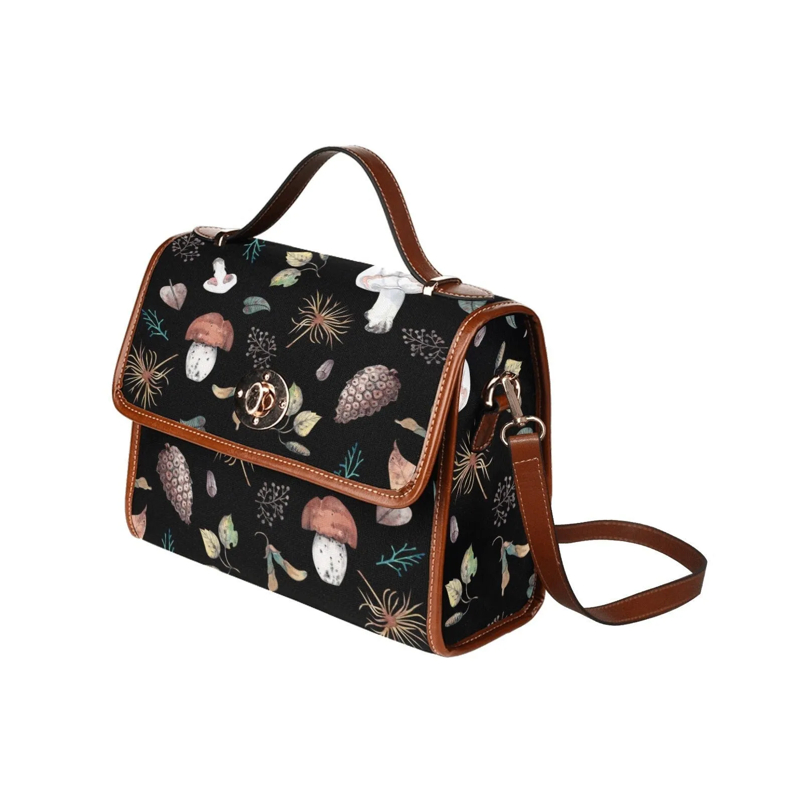 Witch Canvas Satchel bag, Dark Faecore Witchcore Cross Body purse, Canvas Witch Handbag, Mystical Fairy Mushrooms Boho Purse