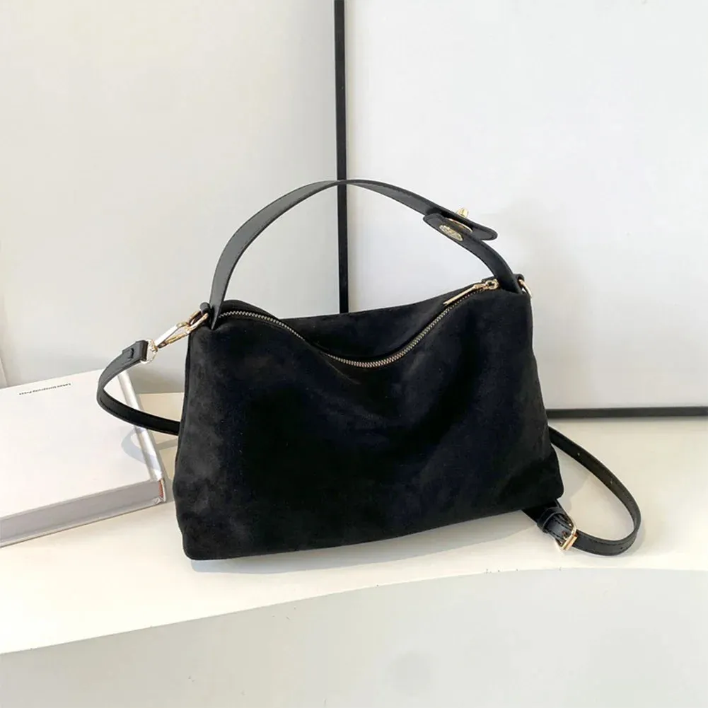 Women Suede Adjustable Crossbody Handbag