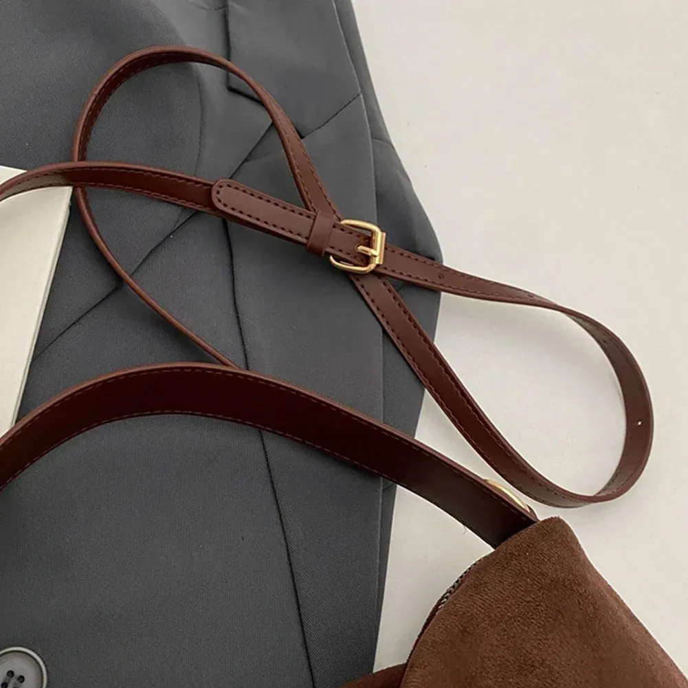 Women Suede Adjustable Crossbody Handbag