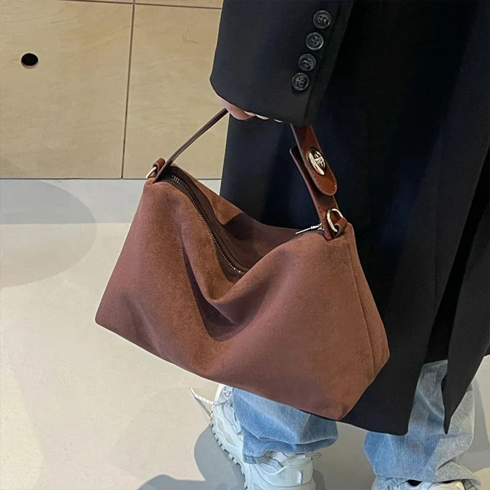Women Suede Adjustable Crossbody Handbag