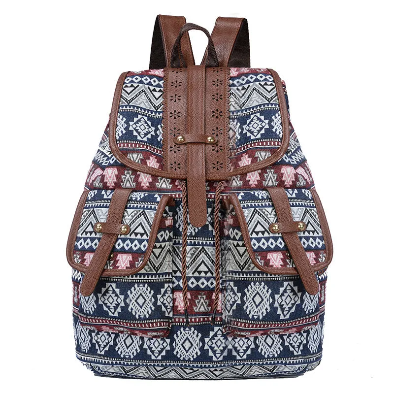Women's Ethnic Style Retro Pattern Canvas Fashion Backpacks