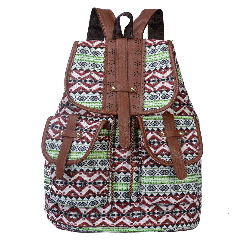Women's Ethnic Style Retro Pattern Canvas Fashion Backpacks