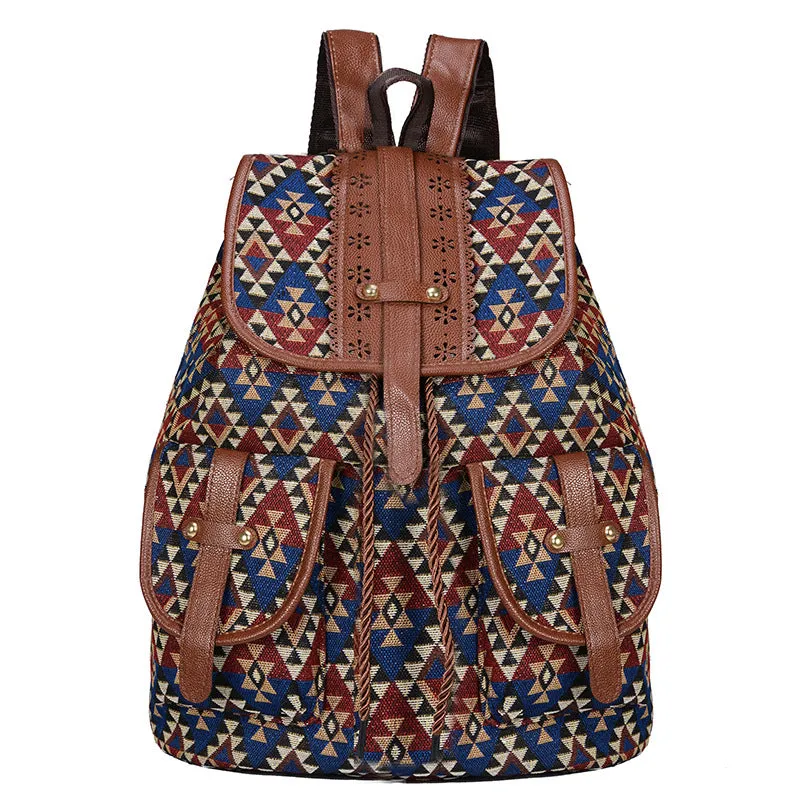 Women's Ethnic Style Retro Pattern Canvas Fashion Backpacks