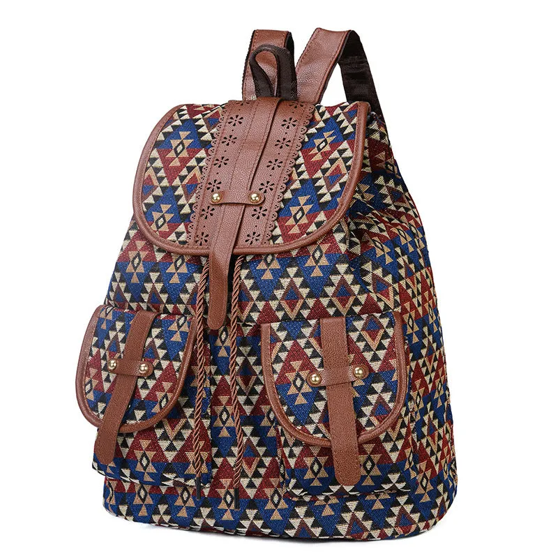 Women's Ethnic Style Retro Pattern Canvas Fashion Backpacks
